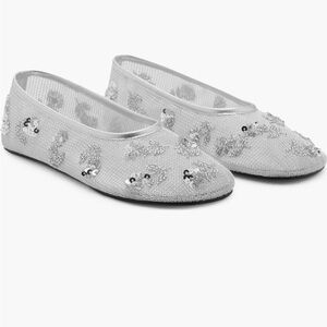 Mango Silver Sequin Embellished Ballet Flats